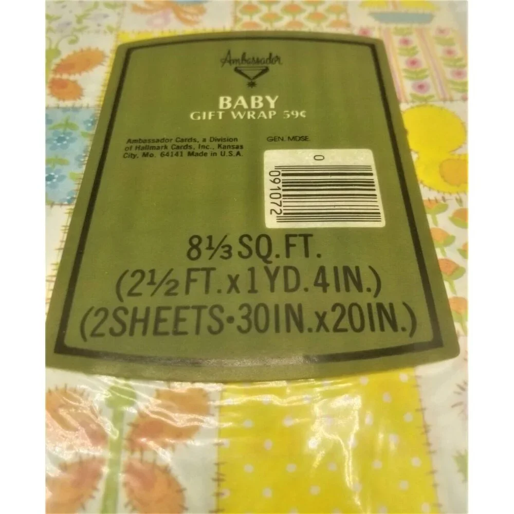 Vintage Gift Wrap Hallmark American Greetings Baby Shower NIP Lot of 3